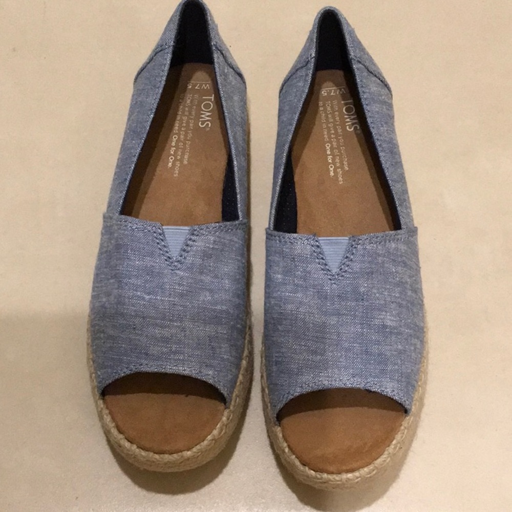 Toms Espadrilles canvas open toe platform sandals
